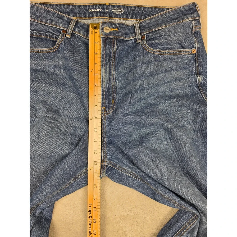 Old Navy Jeans Womens 16 Blue Sky-Hi Wide Leg Extra High Rise Secret-Smooth